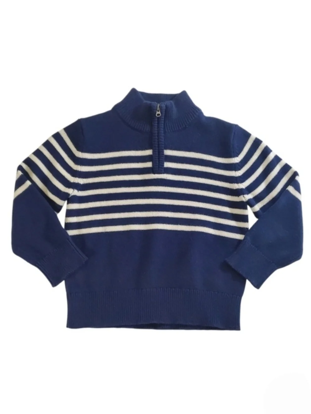 K1339 * OshKosh B'gosh Boys Mock Neck Pullover Sweater Blue White Stripe Size 4T
